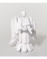 69442475_Ángel Con Violín De Madera, Blanco, 27,5 Cm