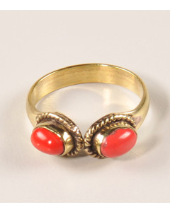 69441480_Anillo piedra doble de latón roja, ajustable