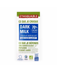 Chocolate 70% Dark Milk sin azúcar BIO 100 g