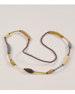 69441187_Collar de hilo de acero gris, oliva y marrón 92 cm